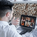 man on zoom with a group of people